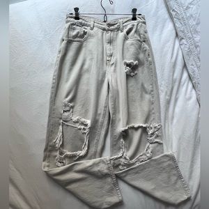 Denim Middle rise Ripped Beige jeans from PLT